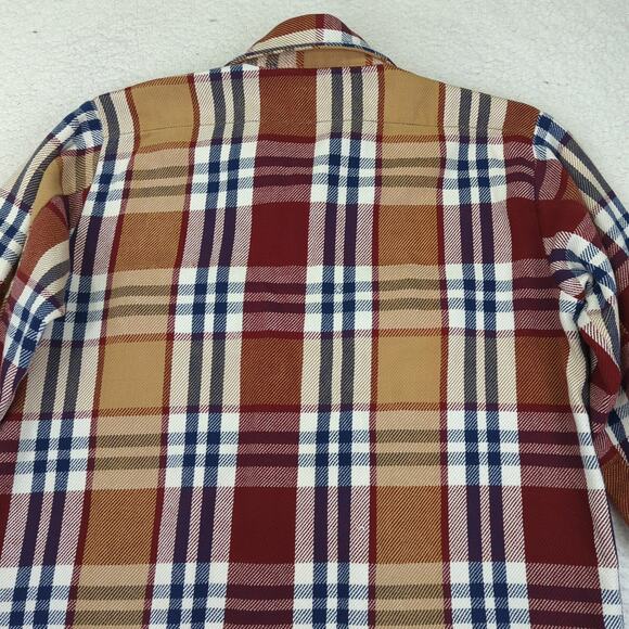 Vintage 1970s Columbia Button Down Shirt Plaid Flannel Tan Red Men's Size Large - Picture 5 of 8
